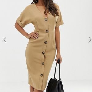 ASOS DESIGN button through midi wiggle dress